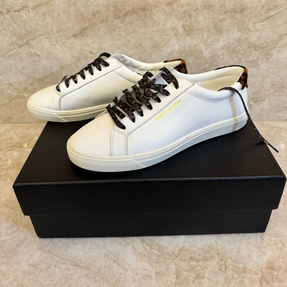 NWT saint laurent Andy leather cheetah sneakers - Picture 1 of 6
